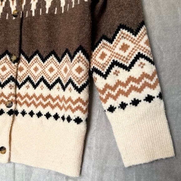 J.Crew Fair Isle Cardigan Merino Wool Blend Womens Size M - Picture 8 of 13